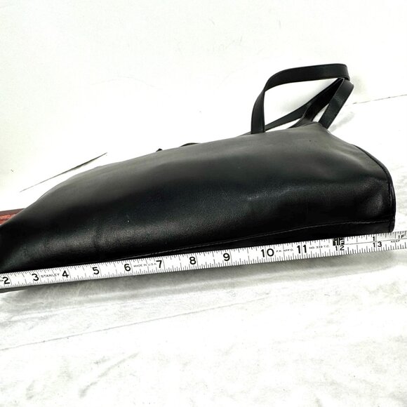 Apostrophe 13.5" Black Purse Structured Genuine Leather Gun Black Hardware Chic - Picture 15 of 16